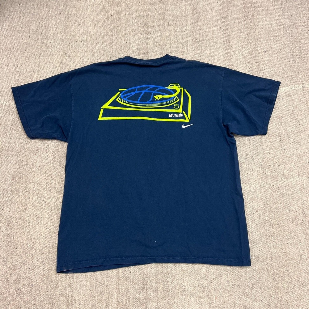 Vintage Nike Net Music Shirt Mens Large Blue 2000s DJ Swoosh - Picture 4 of 10